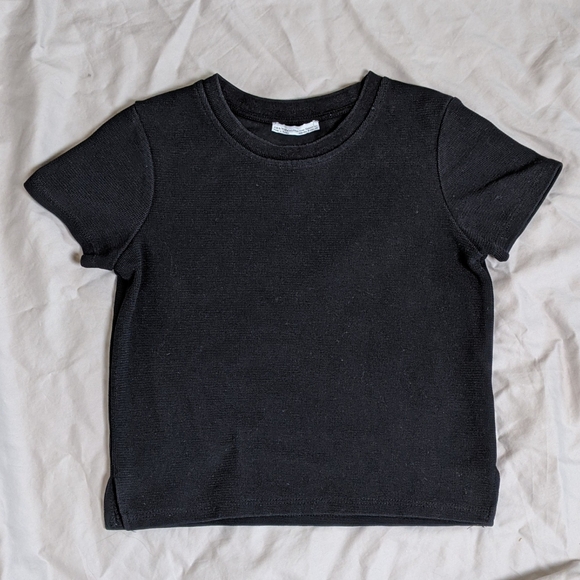 Crop Structured T-shirt Black - Picture 1 of 3